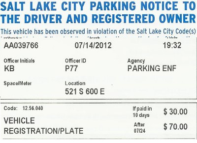 Salt Lake City Parking - Month Decal Faded